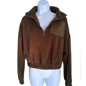 Simons Icone/ Olive Green Quarter-Zip Pullover Sweater/ Cropped/ Size US M